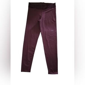Nike Women's Velvet Logo Waist Maroon Leggings